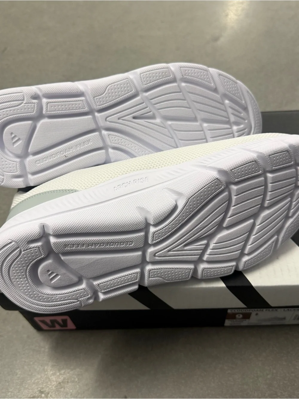 Adidas Cloudfoam Flex Lace Sneakers White Silver, Womens Size 9